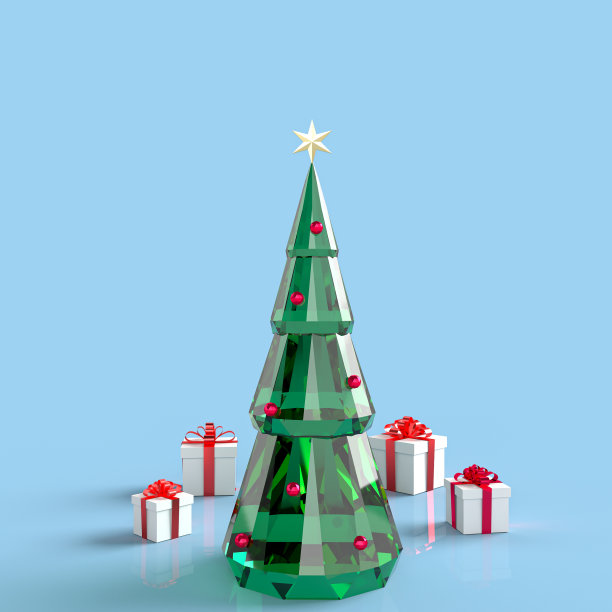 3D渲染水晶圣诞树图片下载