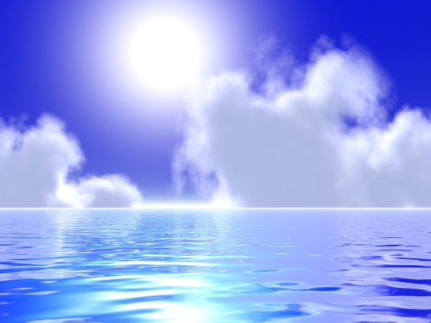 大海与夏日云彩的梦幻景观图片下载