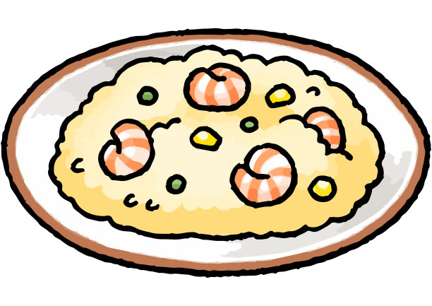 【手绘美食插画】鲜虾肉饭插画图片下载