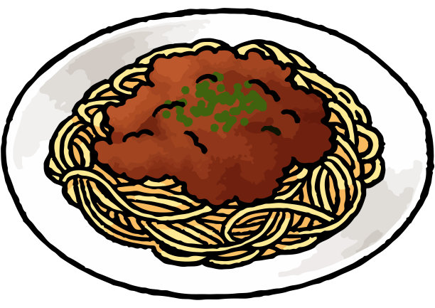 【手绘食物插图】肉酱意大利面插图图片下载