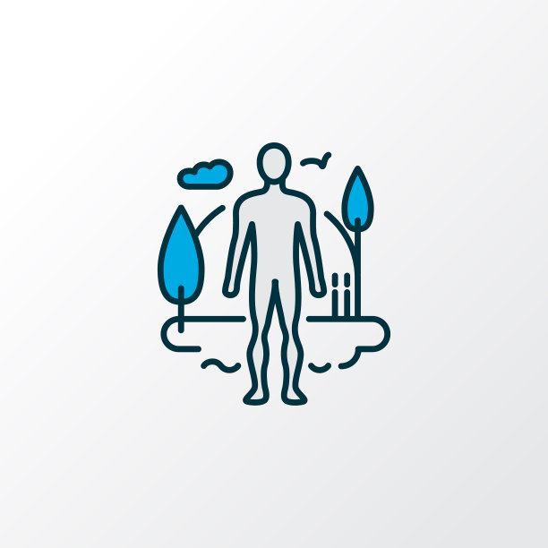 人与自然的图标彩色线符号图片下载