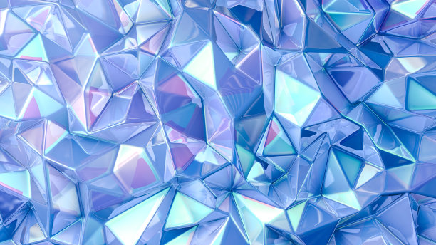 蓝色水晶的背景。3d渲染，3d渲染。图片下载