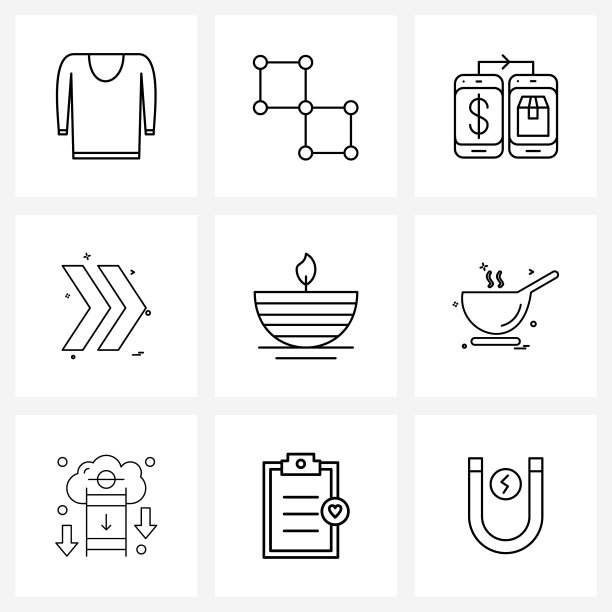 9个现代符号线性图标集：伊斯兰图片下载