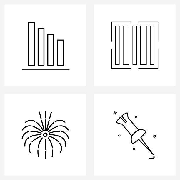 设置4个简单的线条图标为网页和打印这样图片下载