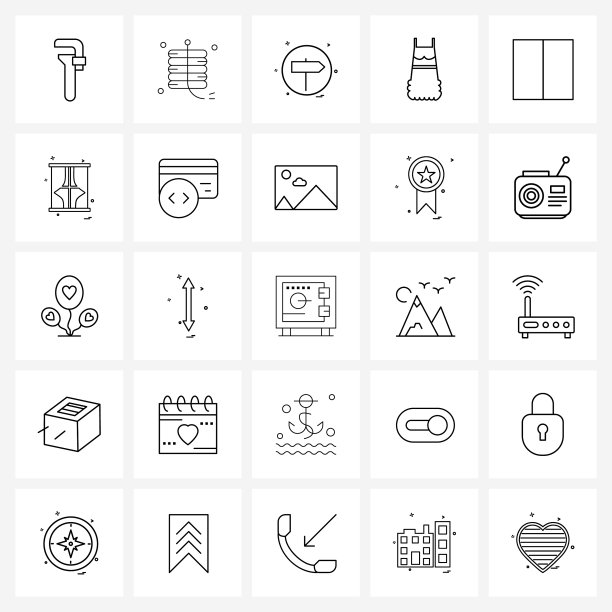 现代线条25简单线条图标网格连衣裙图片下载