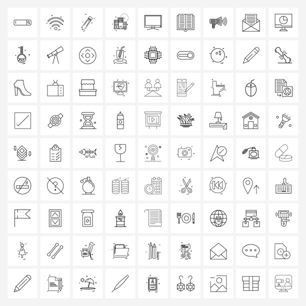 81个用于网页和手机的通用线图标图片下载