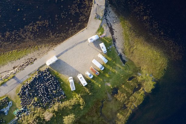 苏格兰泰纽特，游客停放的移动房车图片下载