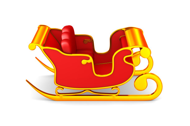 白色背景上的红色圣诞雪橇。孤立的3 d演示图片下载