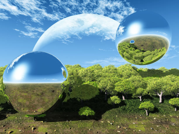 泡泡大自然和月亮图片下载