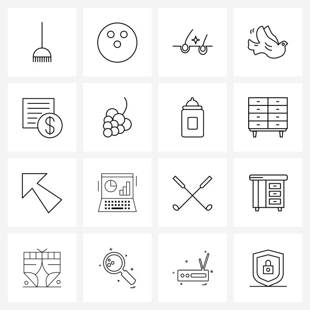 设置16现代线图标列表美元头发图片下载