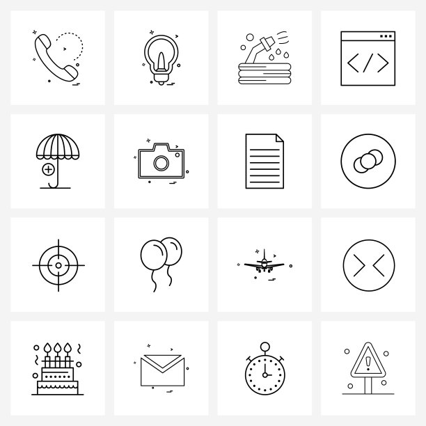 16可编辑的线条图标和现代符号图片下载