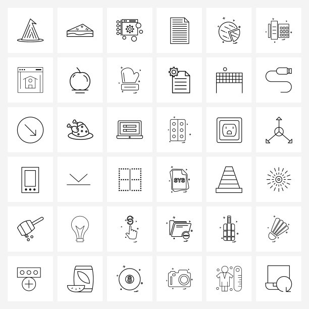 36可编辑线条图标和现代符号图片下载