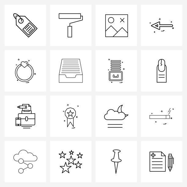 设置16个简单的线条图标方向工具图片下载