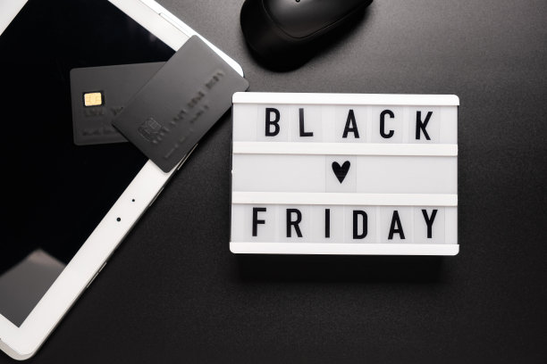 黑色星期五促销词灯箱黑色背景图片下载