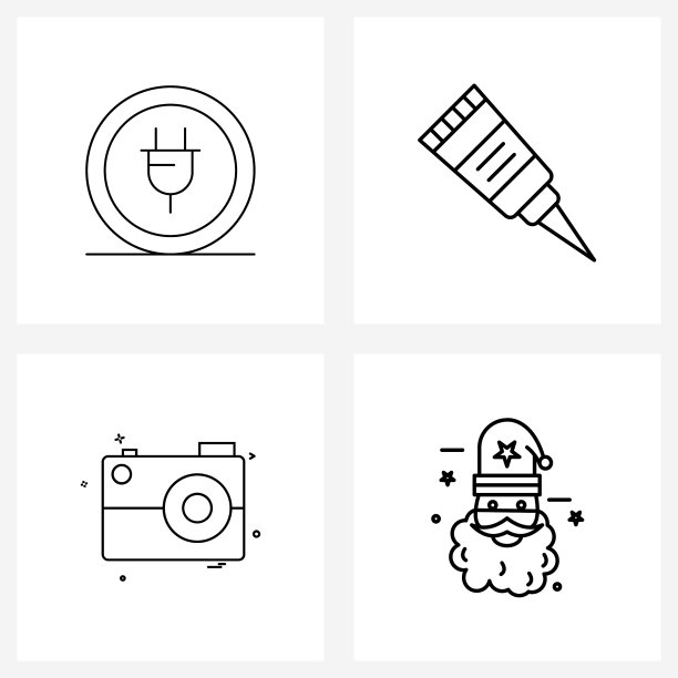 设置4个简单的线条图标为网页和打印这样图片下载