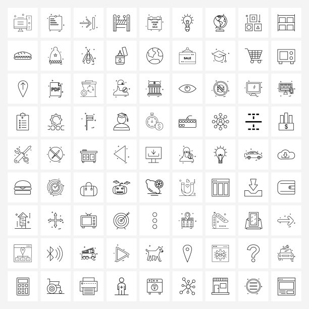 设置81个通用线图标板图片下载