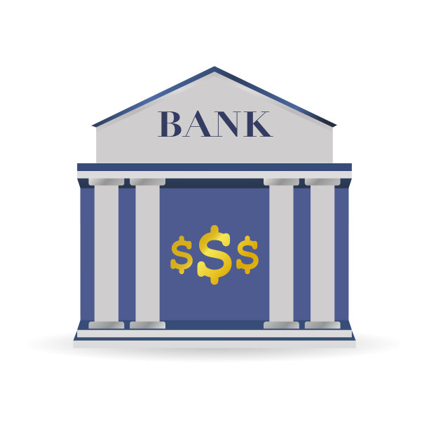 银行建筑立面孤立在白色背景上图片下载