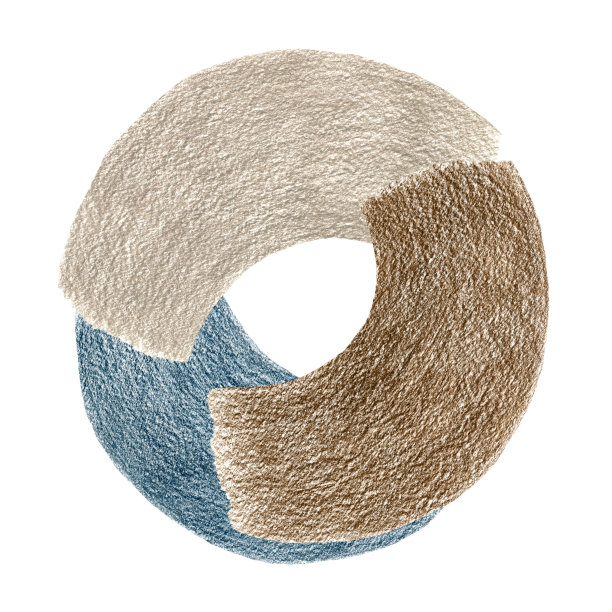 彩色铅笔抽象插图与蓝色，肌肉和沙子形状，安排在一个圈。灰色和蓝色和沙方形图片。图片下载