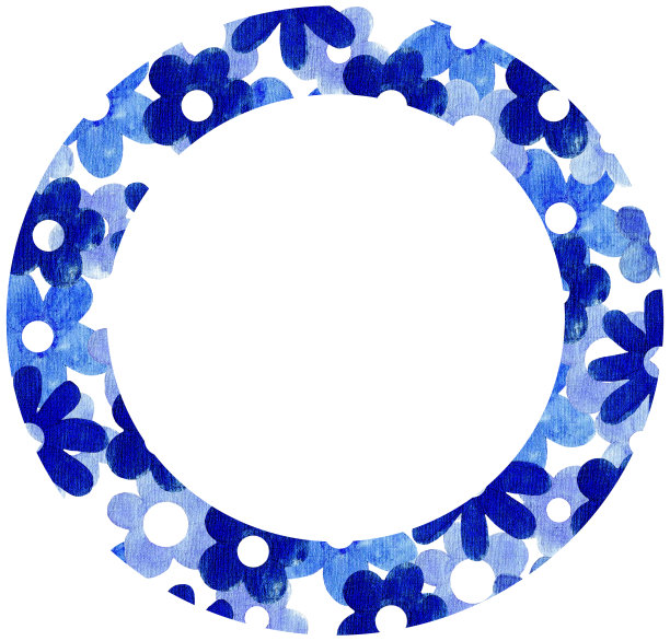 蓝花，相框，水彩画(2)图片下载