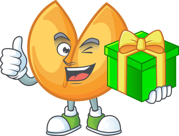 笑脸中国幸运饼干与礼盒图片下载