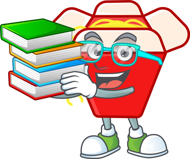 酷和聪明的学生图标盒面条与书图片下载