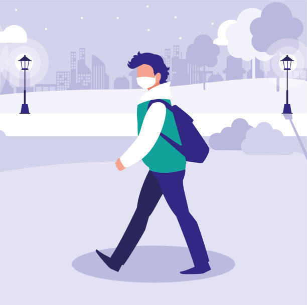 戴面具的男子在公园外面设计图片下载