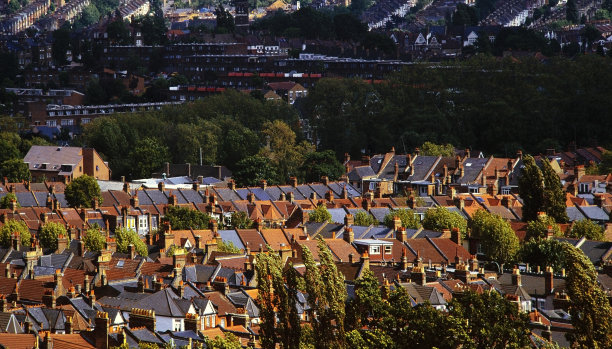 从英国伦敦北部的muswell山俯瞰郊区房屋图片下载