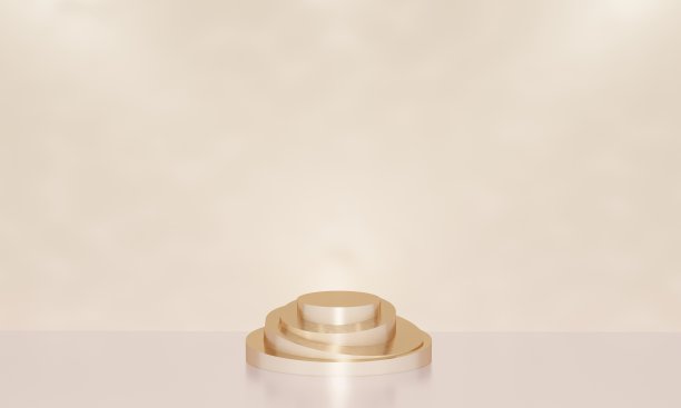 场景与讲台模拟展示金色和极简主义风格与复制空间，3d渲染抽象背景设计图片下载
