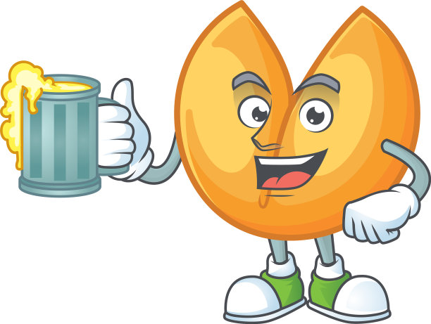 快乐的中国幸运饼干和一个大玻璃杯图片下载