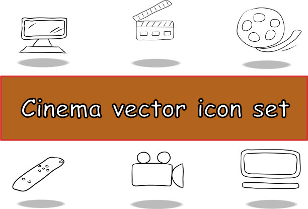 电影图标设置薄简单收集黑色图片下载