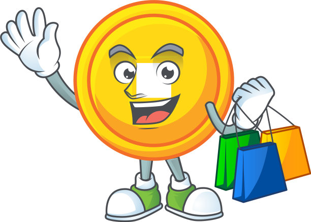 挥舞着中国金币，提着购物袋图片下载