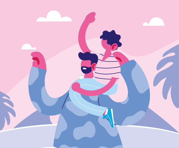 男人和儿子卡父亲节图片下载