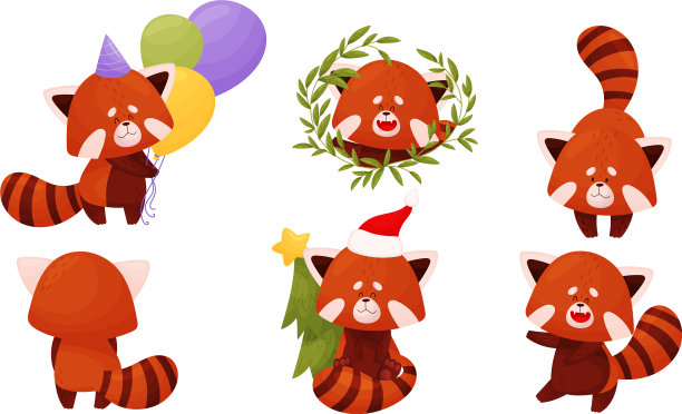 可爱的小熊猫角色做不同图片下载