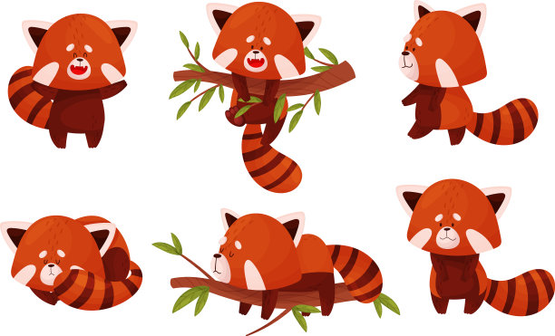 可爱的小熊猫角色做不同图片下载