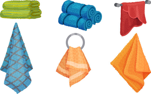 厨房用不同的挂毛巾和折叠毛巾图片下载