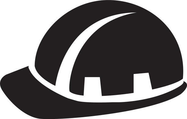 建筑工人安全帽黑色标志图片下载