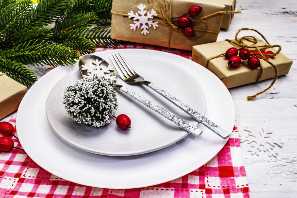 圣诞节或新年零浪费晚餐场所设置图片下载