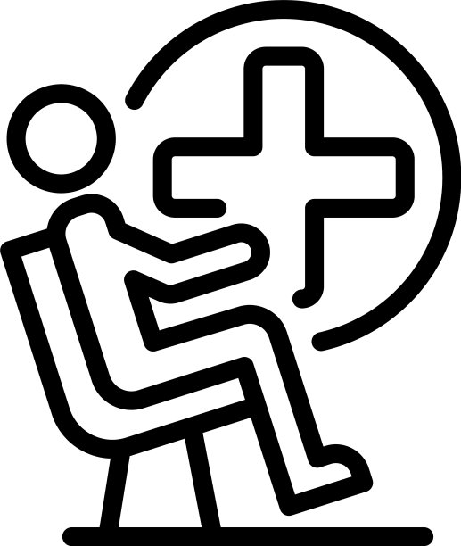 坐男人和医疗十字图标轮廓风格图片下载