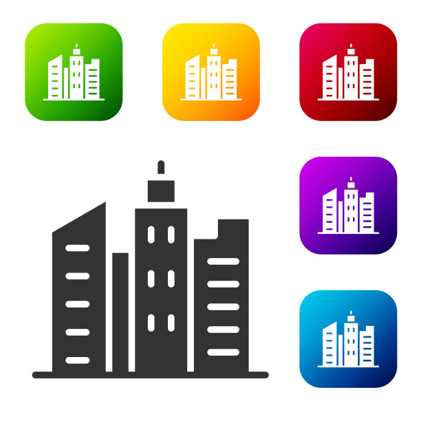 黑色的城市景观图标孤立在白色图片下载