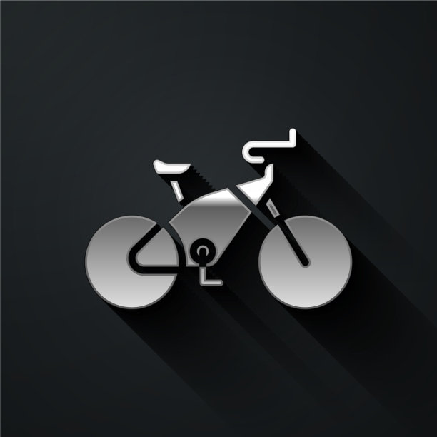 银色自行车图标孤立在黑色背景图片下载