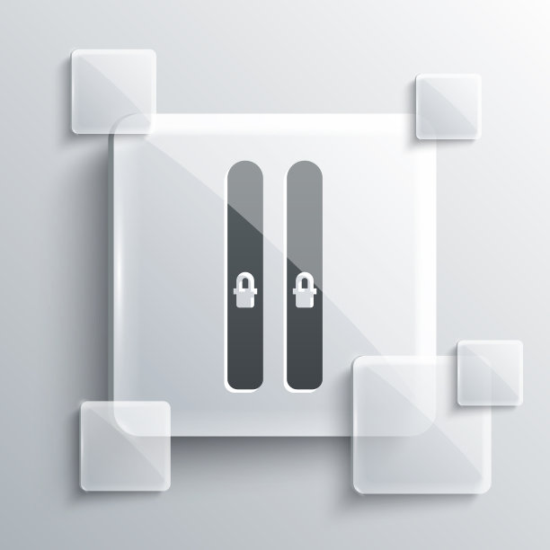 灰色滑雪和棍棒图标孤立在灰色图片下载