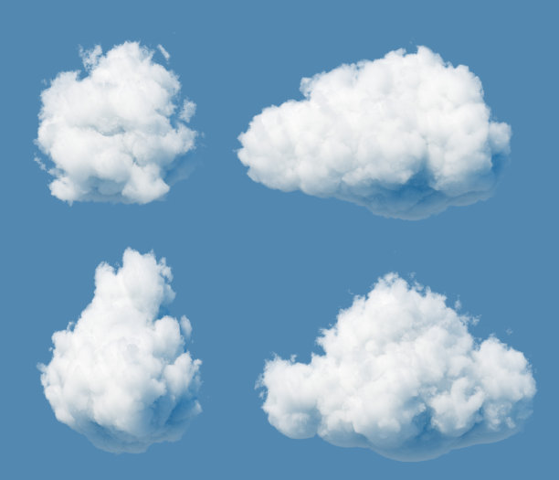 3 d渲染。抽象的白云孤立在蓝天的背景。积云分期剪辑艺术。天空插图图片下载