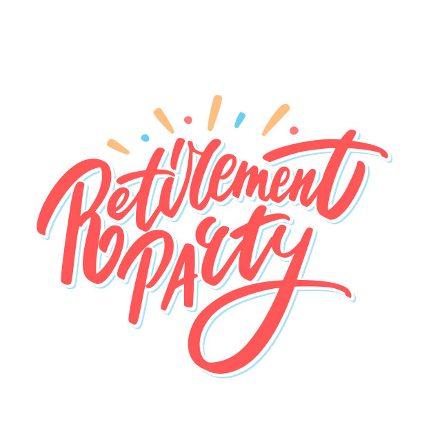 退休派对。矢量字体。图片下载