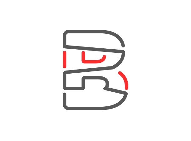 B向量字母，现代设计。线条笔画，独具一格做。用于海报、logo、品牌标签等。Eps10插图图片下载