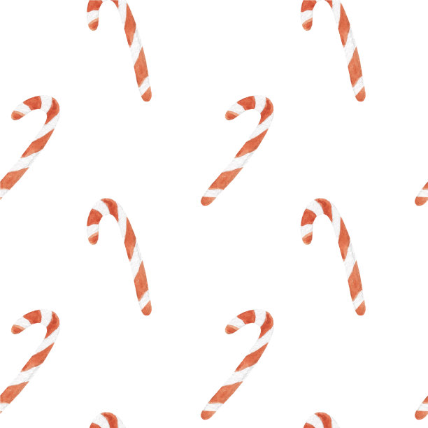 无缝图案与水彩焦糖手杖。传统的圣诞拐杖糖。文化、糖果。用于印刷、布料、墙纸、包装。图片下载