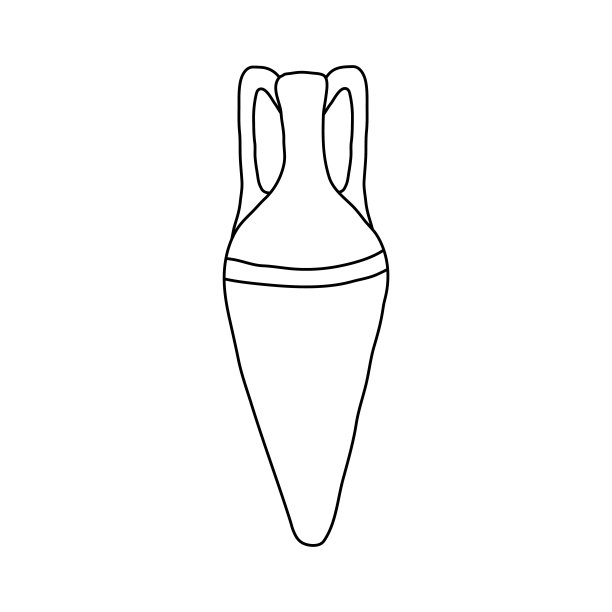 黑色图标的水壶轮廓，双耳罐孤立在一个白色的背景在手绘风格。向量股票插图图片下载