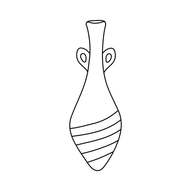 黑色图标的水壶轮廓，双耳罐孤立在一个白色的背景在手绘风格。向量股票插图图片下载