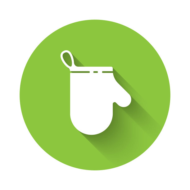 白色烤箱手套图标孤立与长阴影图片下载