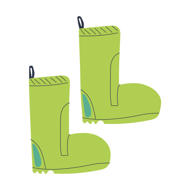 手绘绿色靴子。平面向量插图。图片下载