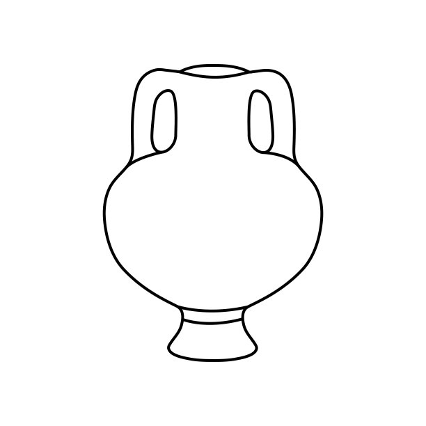 黑色图标的水壶轮廓，双耳罐孤立在一个白色的背景在手绘风格。向量股票插图图片下载